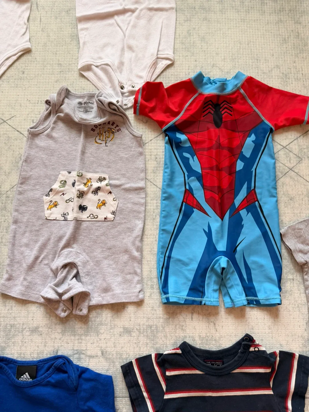 Baby Onesies Lot - Adidas, Carter's, Marvel & More! image indicator(2)