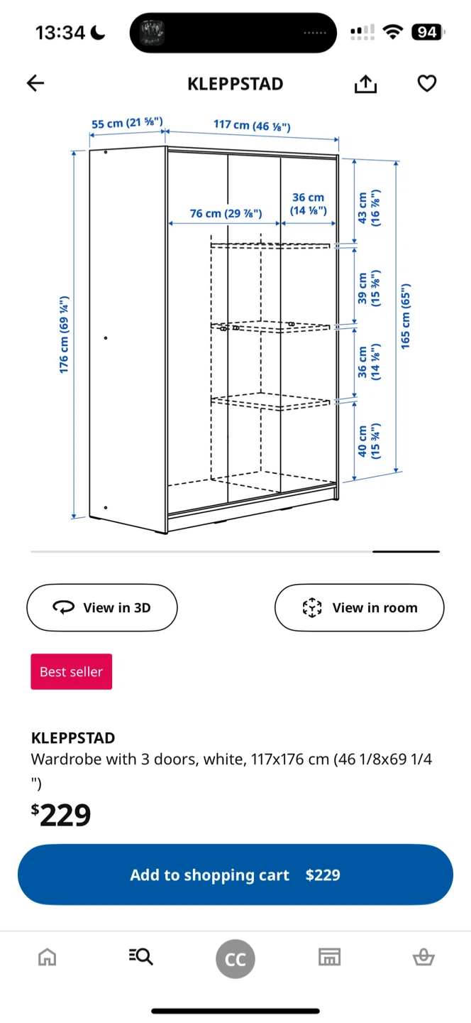 IKEA Wardrobe with 3 Doors and shelves, white closet - photo 2