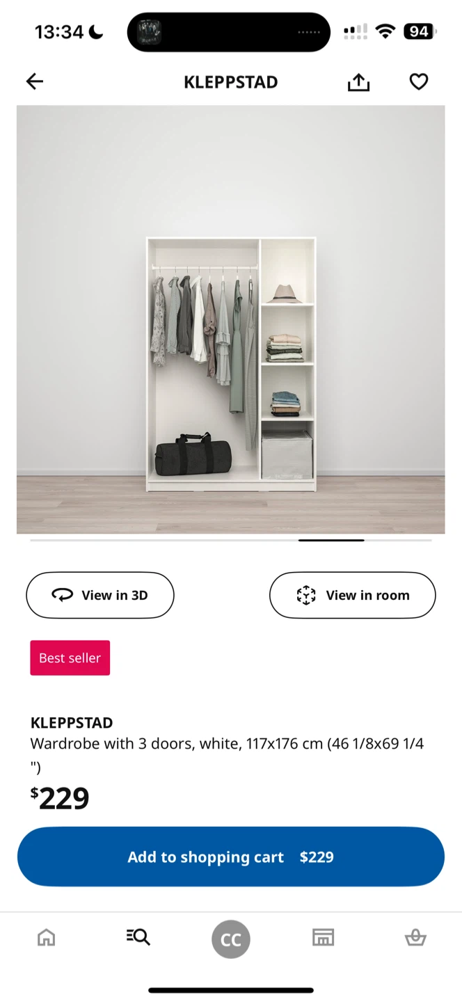 IKEA Wardrobe with 3 Doors and shelves, white closet - photo 3
