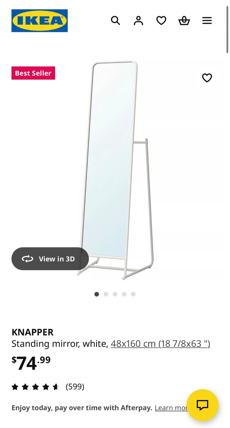 IKEA KNAPPER Standing Mirror - White