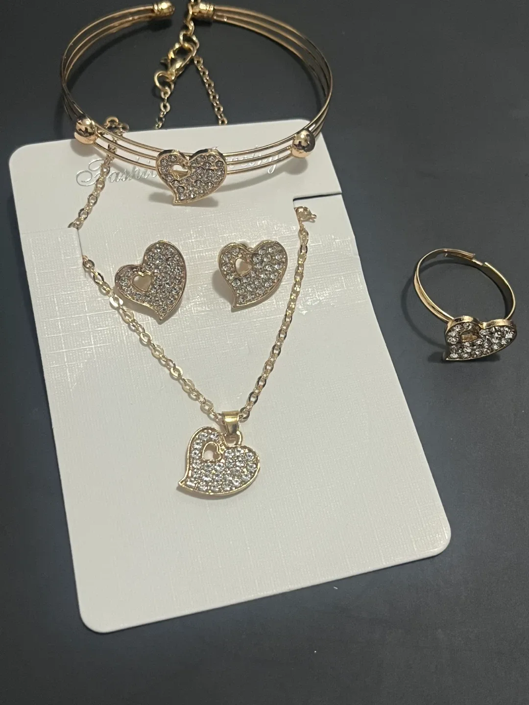 Heart Jewelry Set (Necklace, Bracelet, Ring, Earrings) image indicator(2)