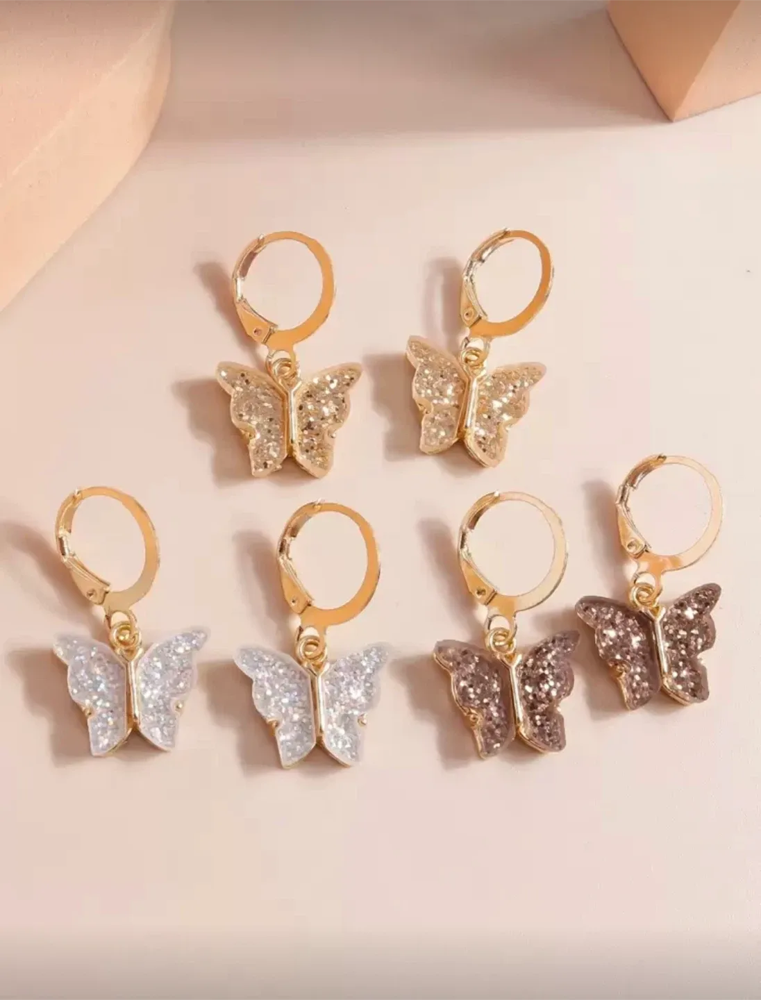 Butterfly Drop Earrings - Gold Tone thumbnail