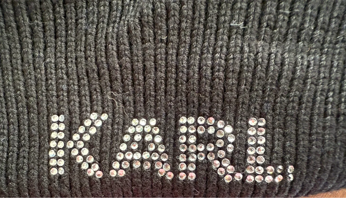 Karl Lagerfeld Paris Black Pom Pom Beanie - New image indicator(3)