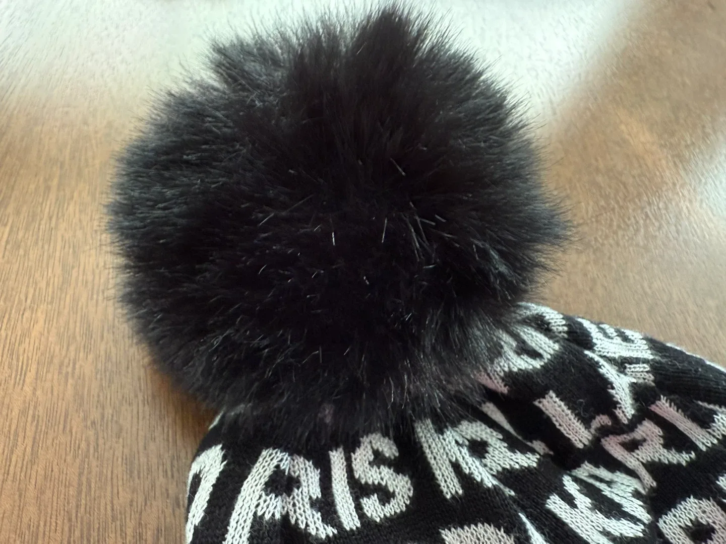 Karl Lagerfeld Paris Black Pom Pom Beanie - New image indicator(2)