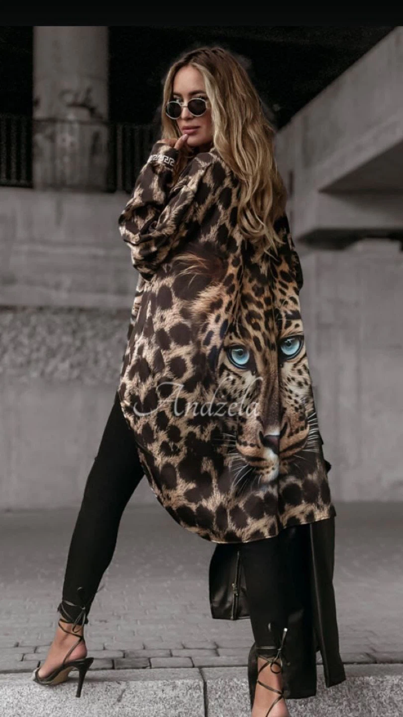Leopard Print Blouse L