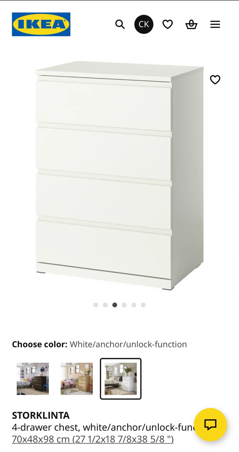 IKEA STORLINTA 4-Drawer Chest - White - photo 3