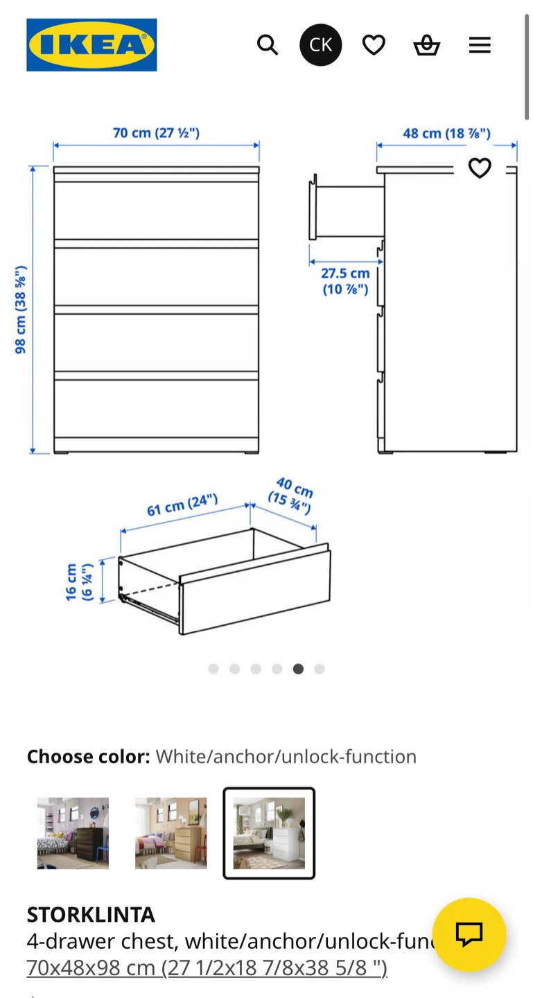 IKEA STORLINTA 4-Drawer Chest - White - photo 2