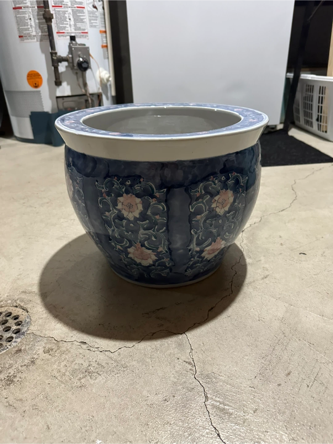 Blue Floral Ceramic Planter