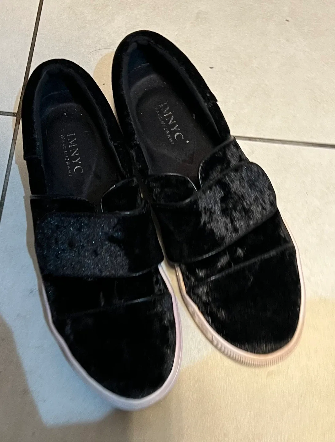 I.N.NYC Black Velvet Slip-On Sneakers thumbnail