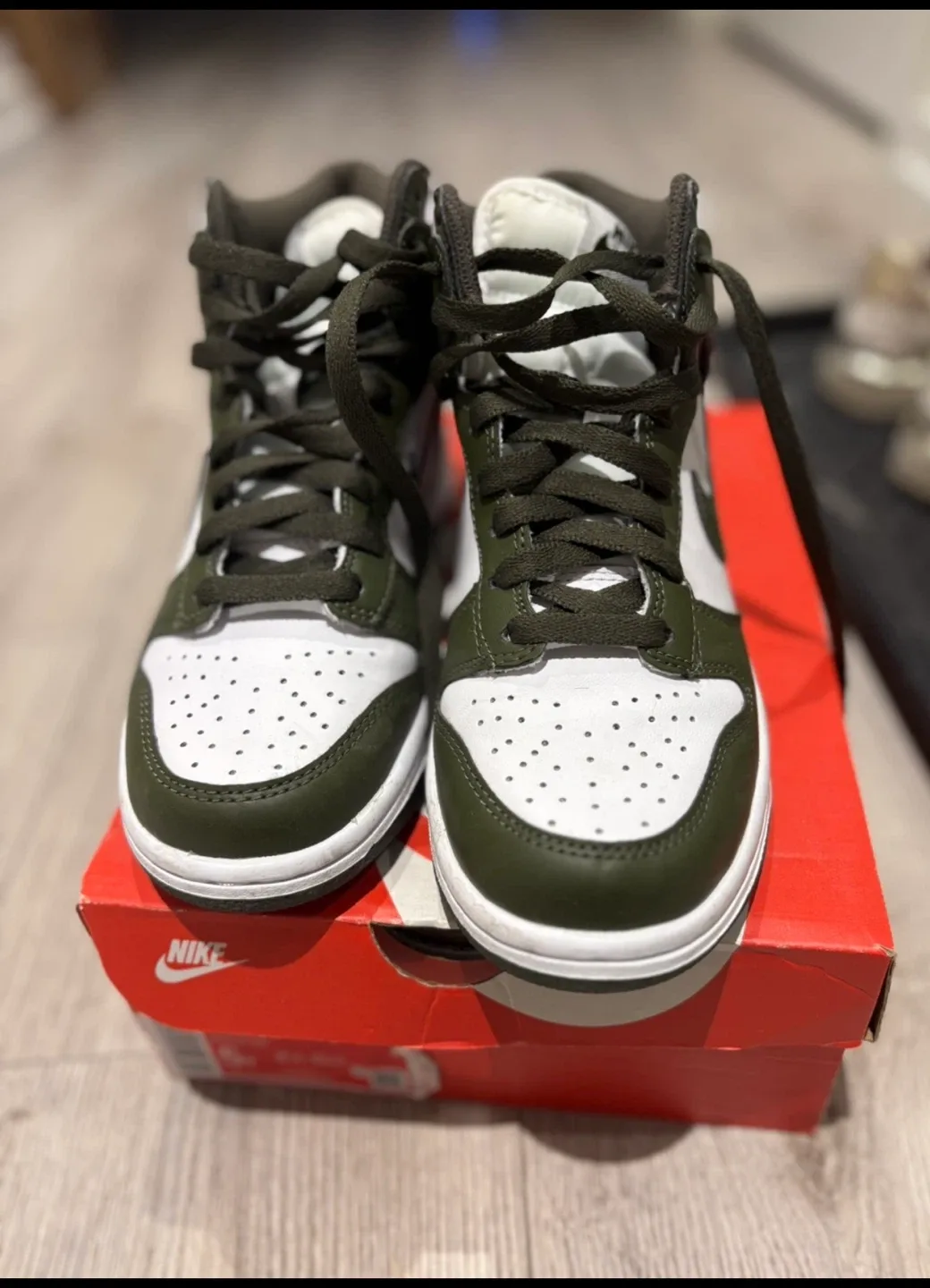 Nike Dunk High Olive Green, Size 5Y thumbnail