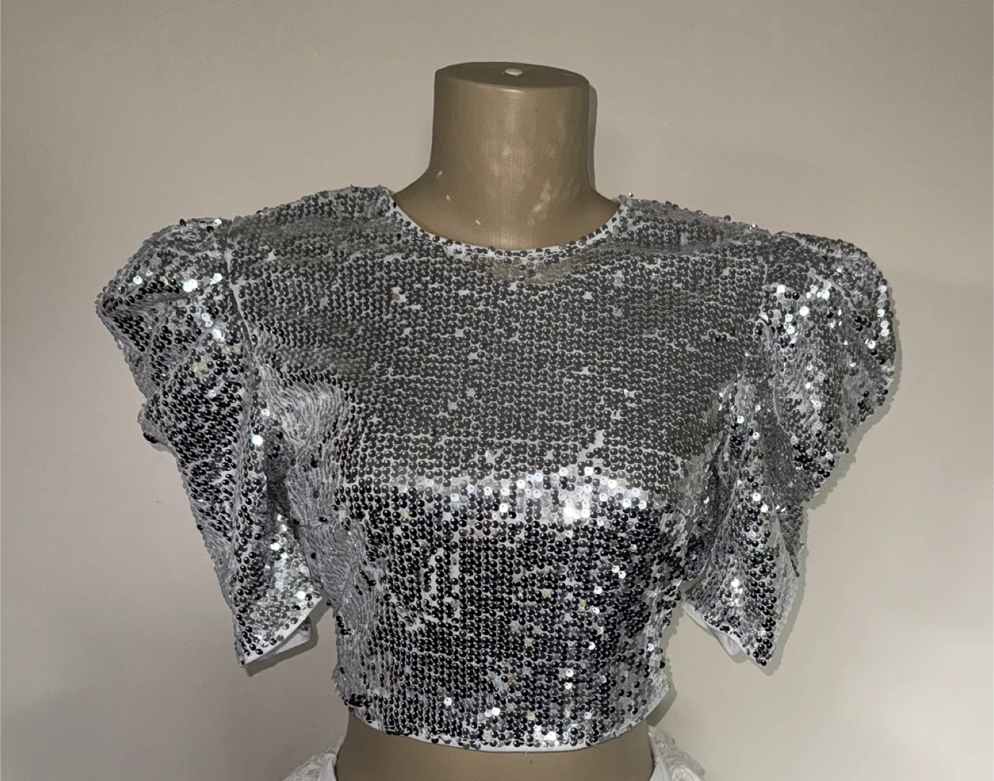 Sequin Crop Top - Silver thumbnail