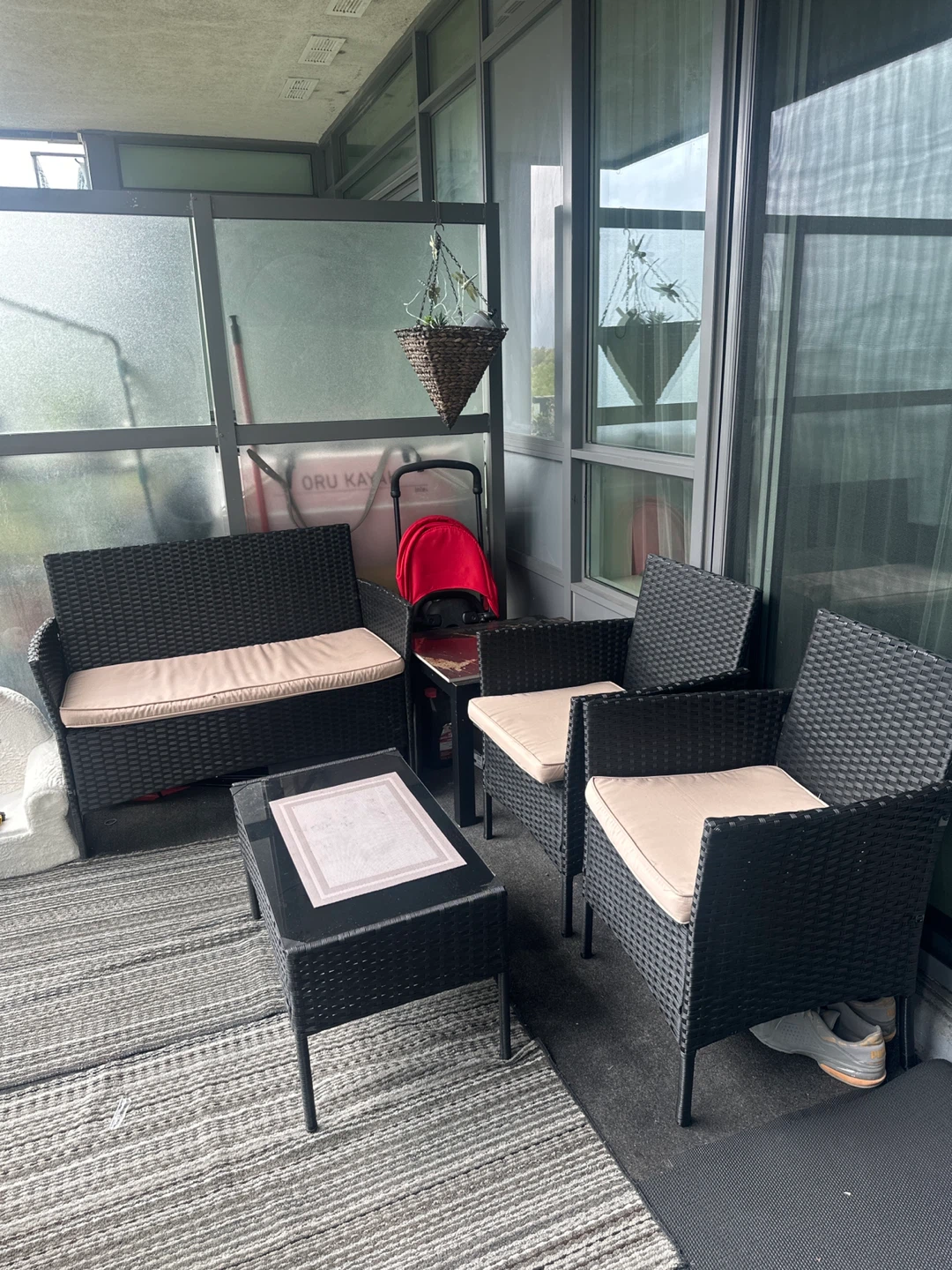 Wicker Patio Set - Loveseat, Chairs, Table