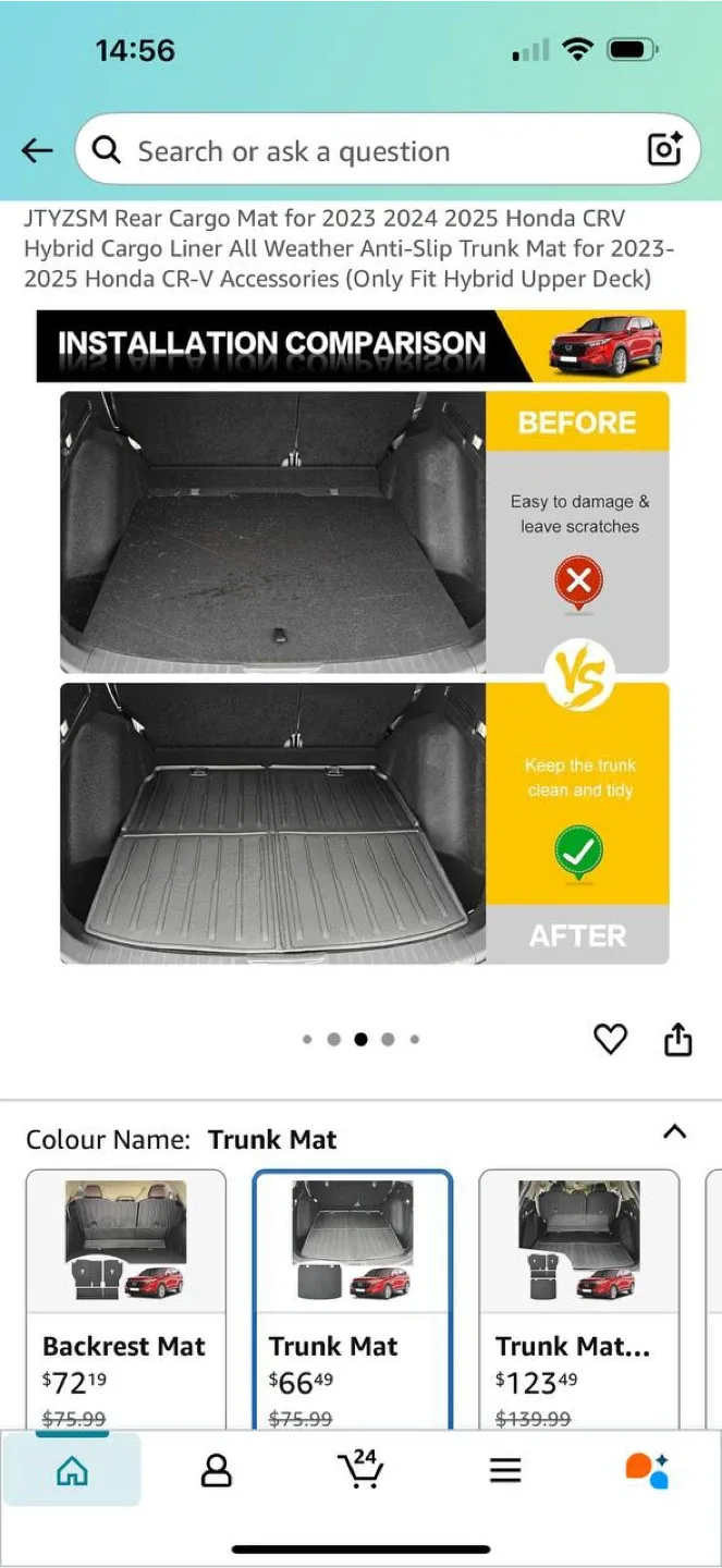 Rear Cargo Trunk Mat for Honda CR-V Hybrid 2023–2025 – NEW! image indicator(6)