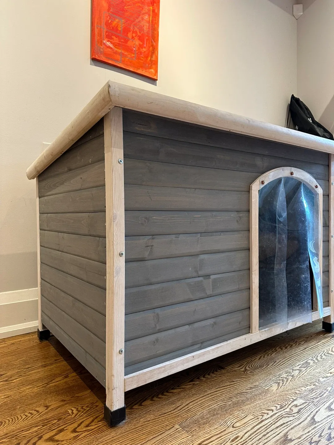 Wood Dog House - Grey Wood image indicator(2)