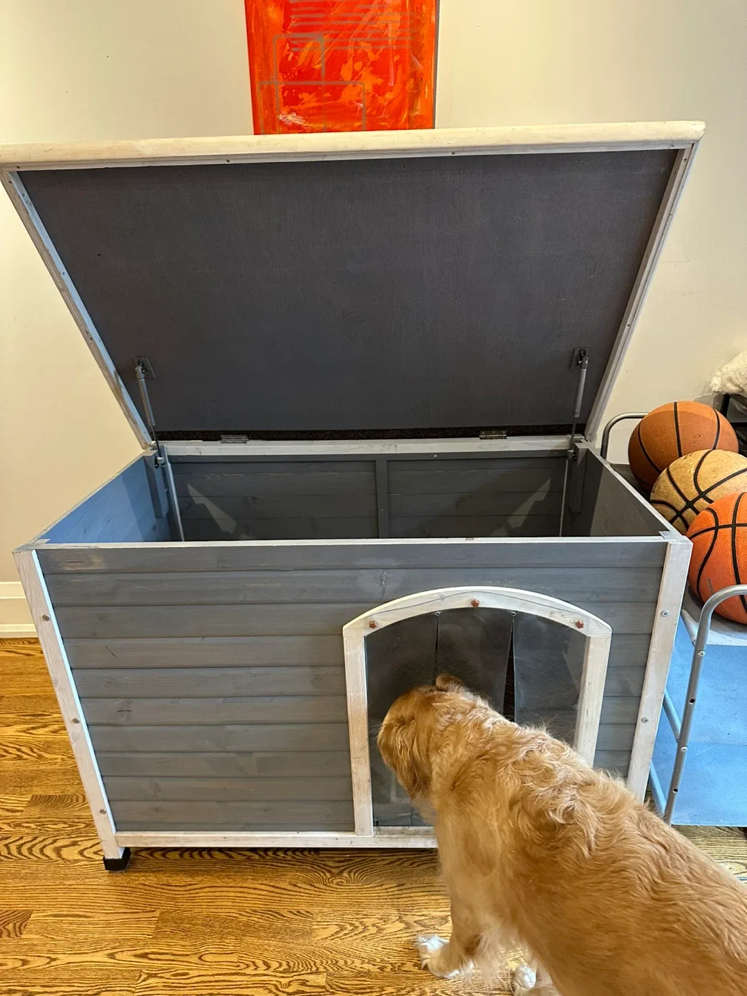 Wood Dog House - Grey Wood image indicator(7)