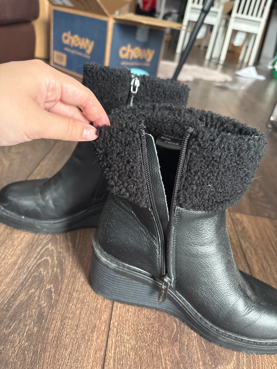 Cute Black Wedge Boots - Size 7 - photo 3