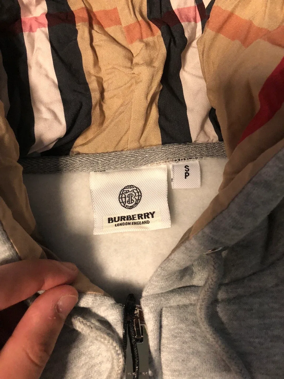 Burberry Grey Zip-Up Hoodie - Size S image indicator(3)