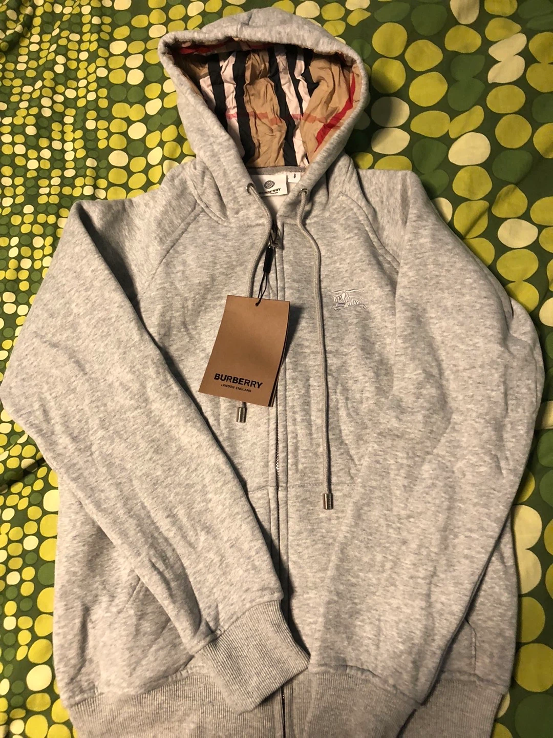 Burberry Grey Zip-Up Hoodie - Size S