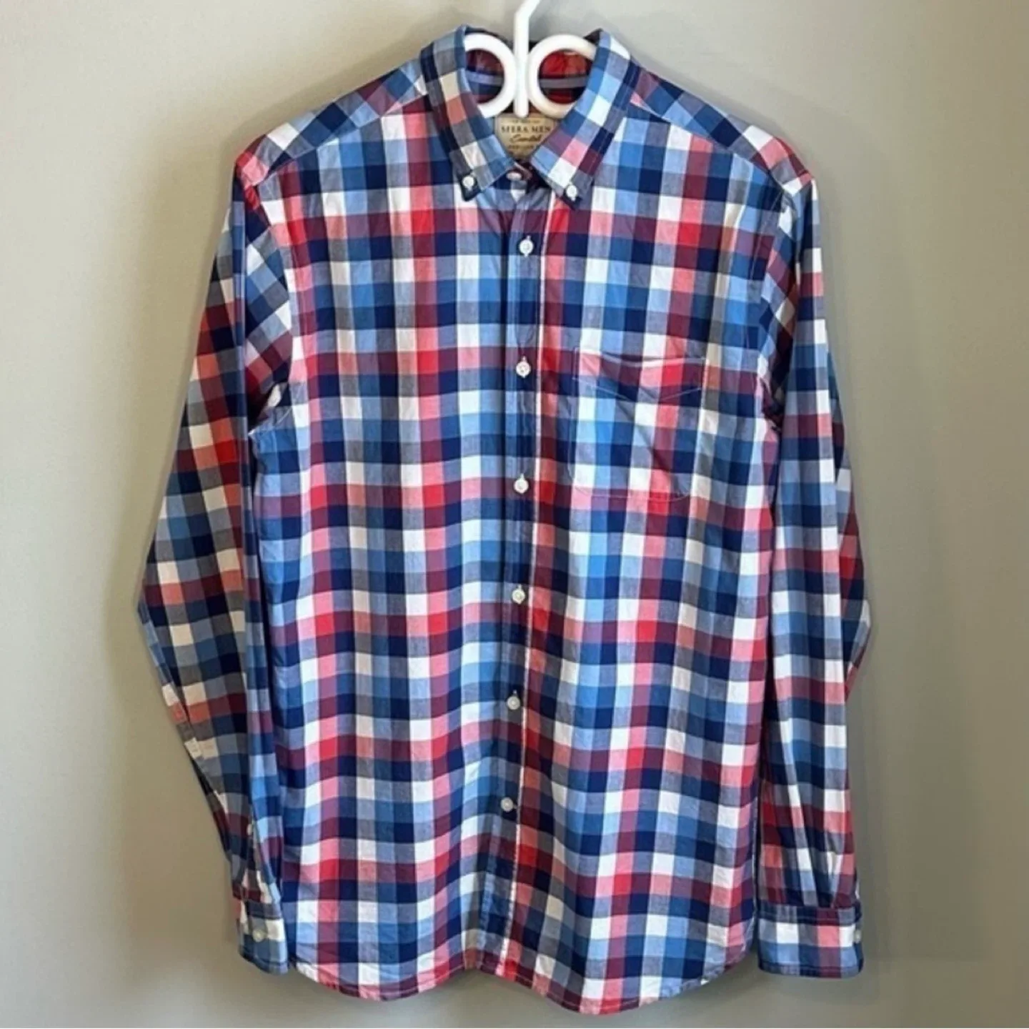 Sfera Men Long Sleeve Button Up Plaid Check Shirt Contrast Cuffs thumbnail