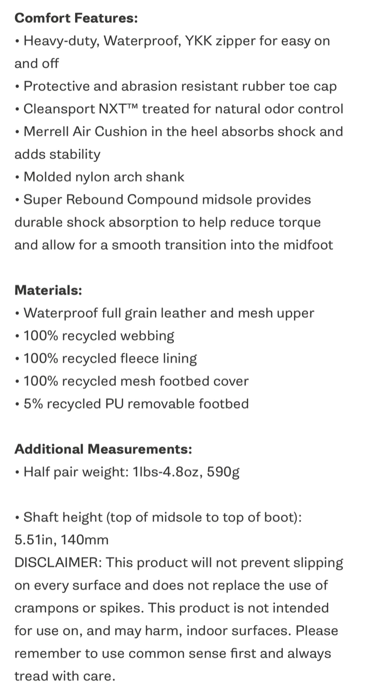 Merrell Coldpack 3 Thermo Tall Zip Waterproof Boots - photo 3