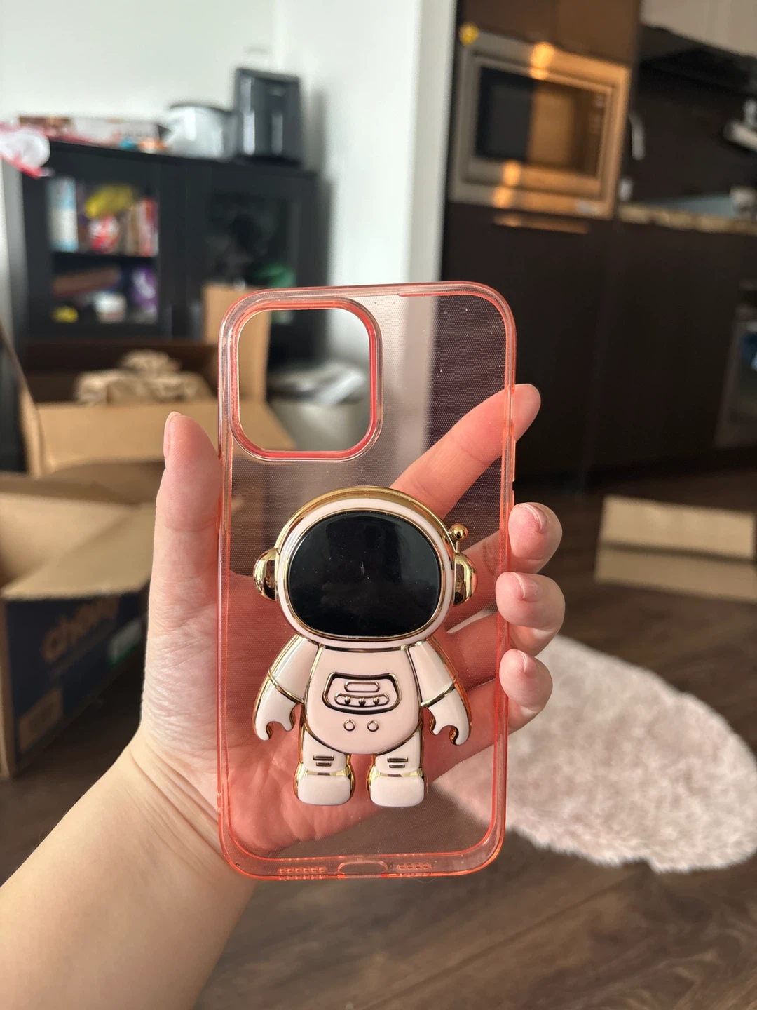 Pink iPhone 14 Pro Max Case with Astronaut Stand