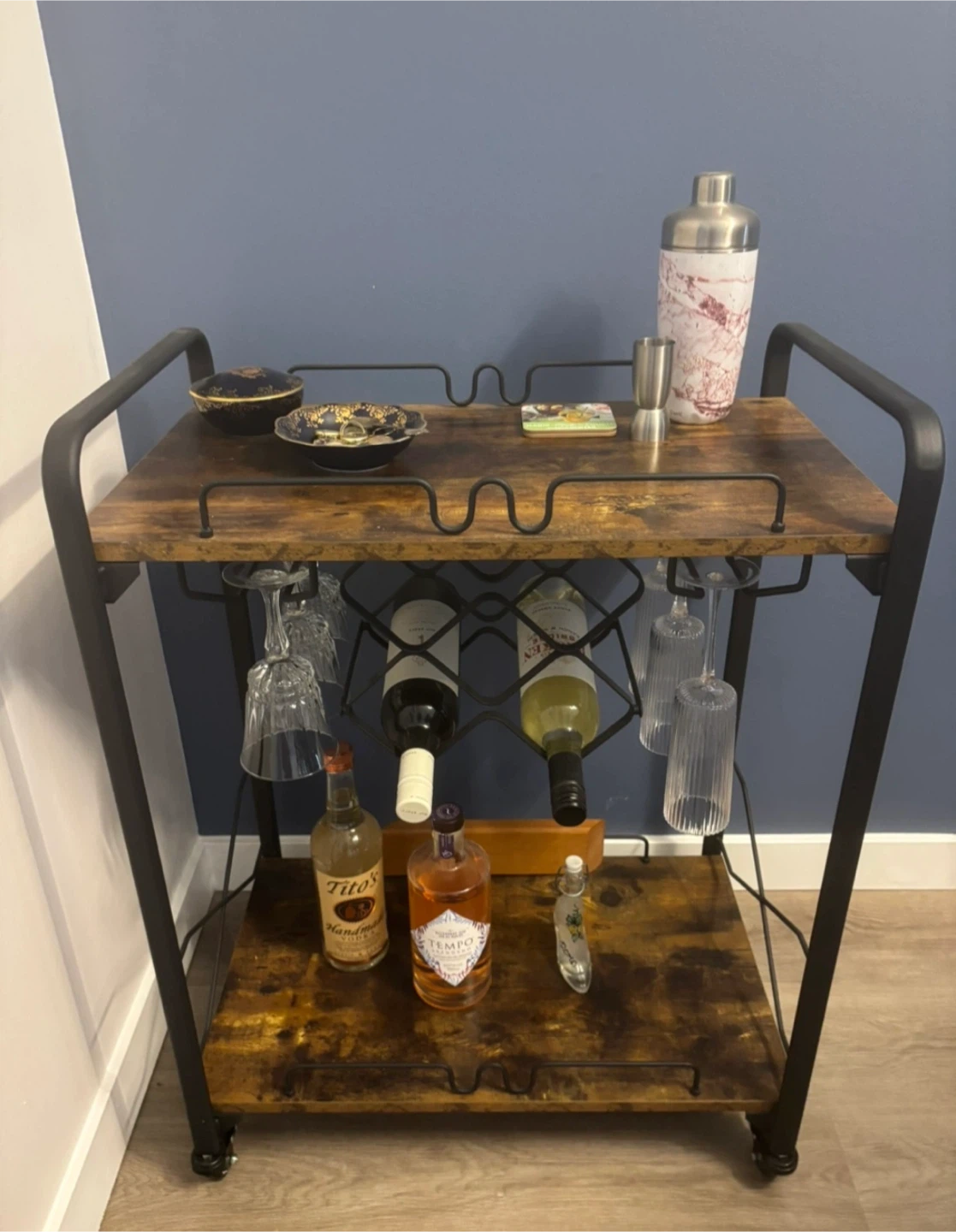 Bar Cart with Wine Rack - photo 3