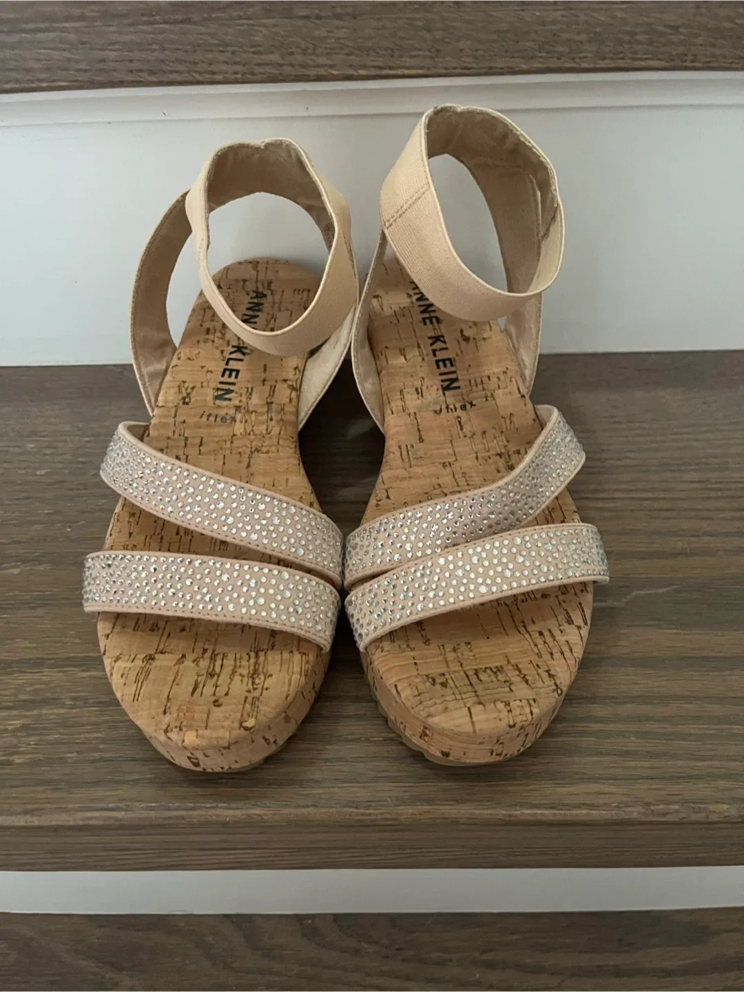 Anne Klein Cork Wedge Sandals, Size 6 thumbnail