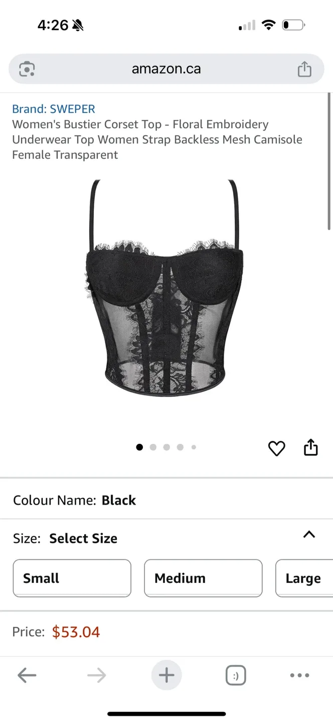 Black Lace Corset Top - Medium image indicator(7)