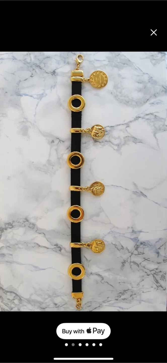 Greek Goddess Handmade Black & Gold Anklet image indicator(2)