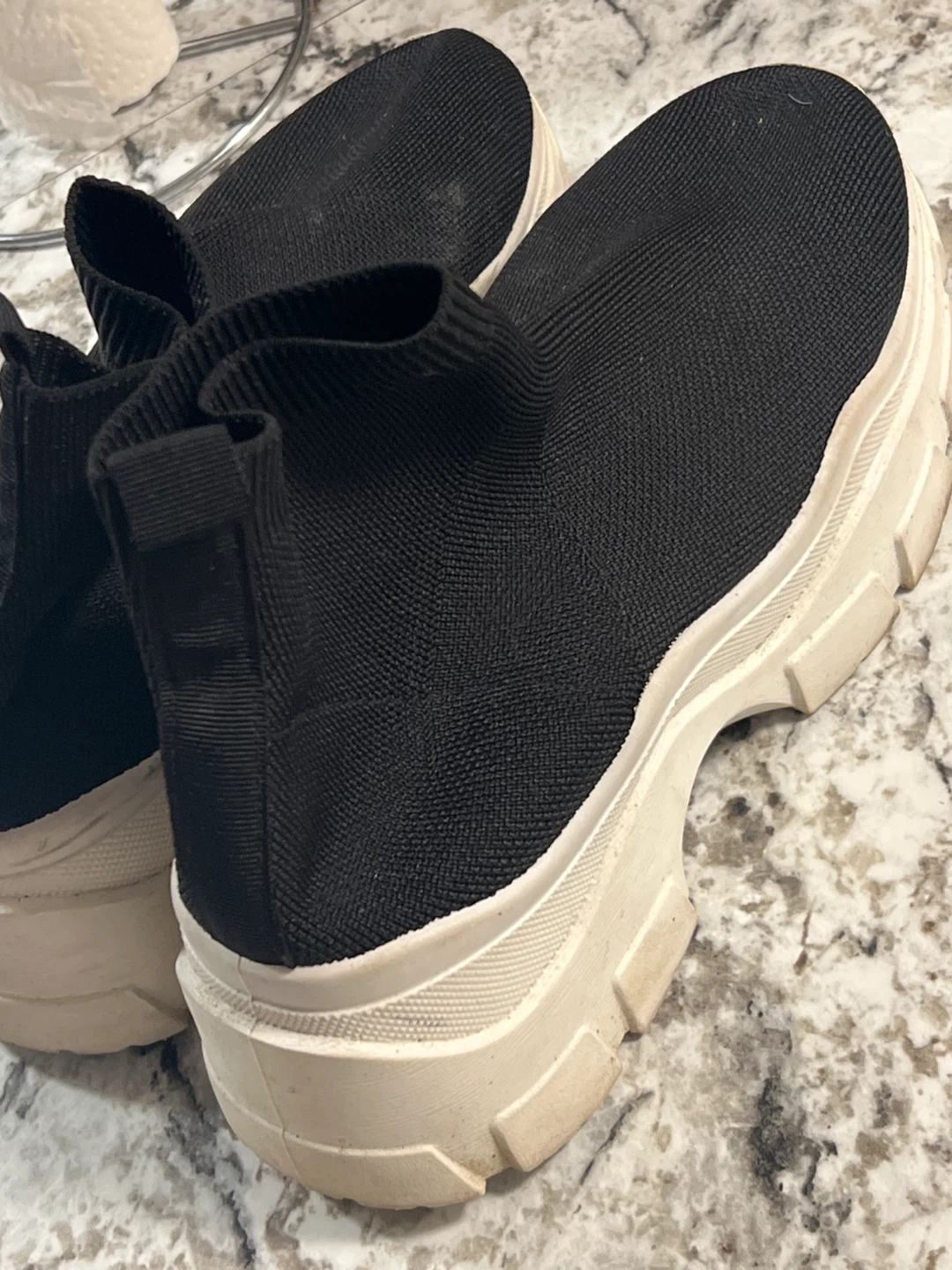 Black Sock-Style Platform Sneakers - Size 9