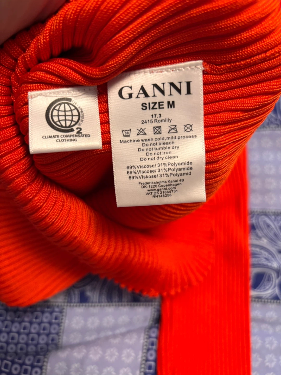 Ganni Orange Ribbed Knit Top - Size M - photo 3
