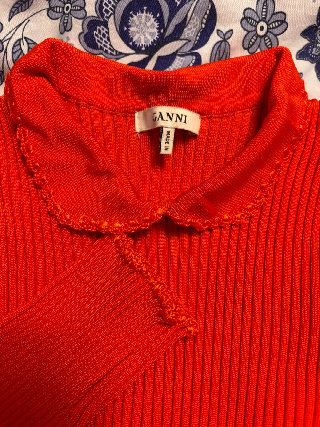 Ganni Orange Ribbed Knit Top - Size M - photo 2