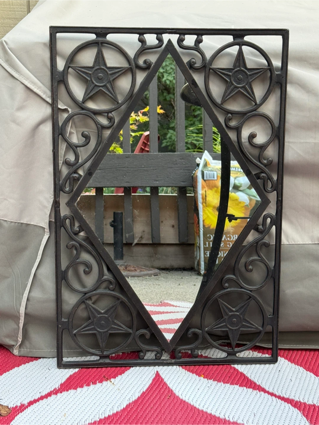 Wrought Iron Star Design Mirror