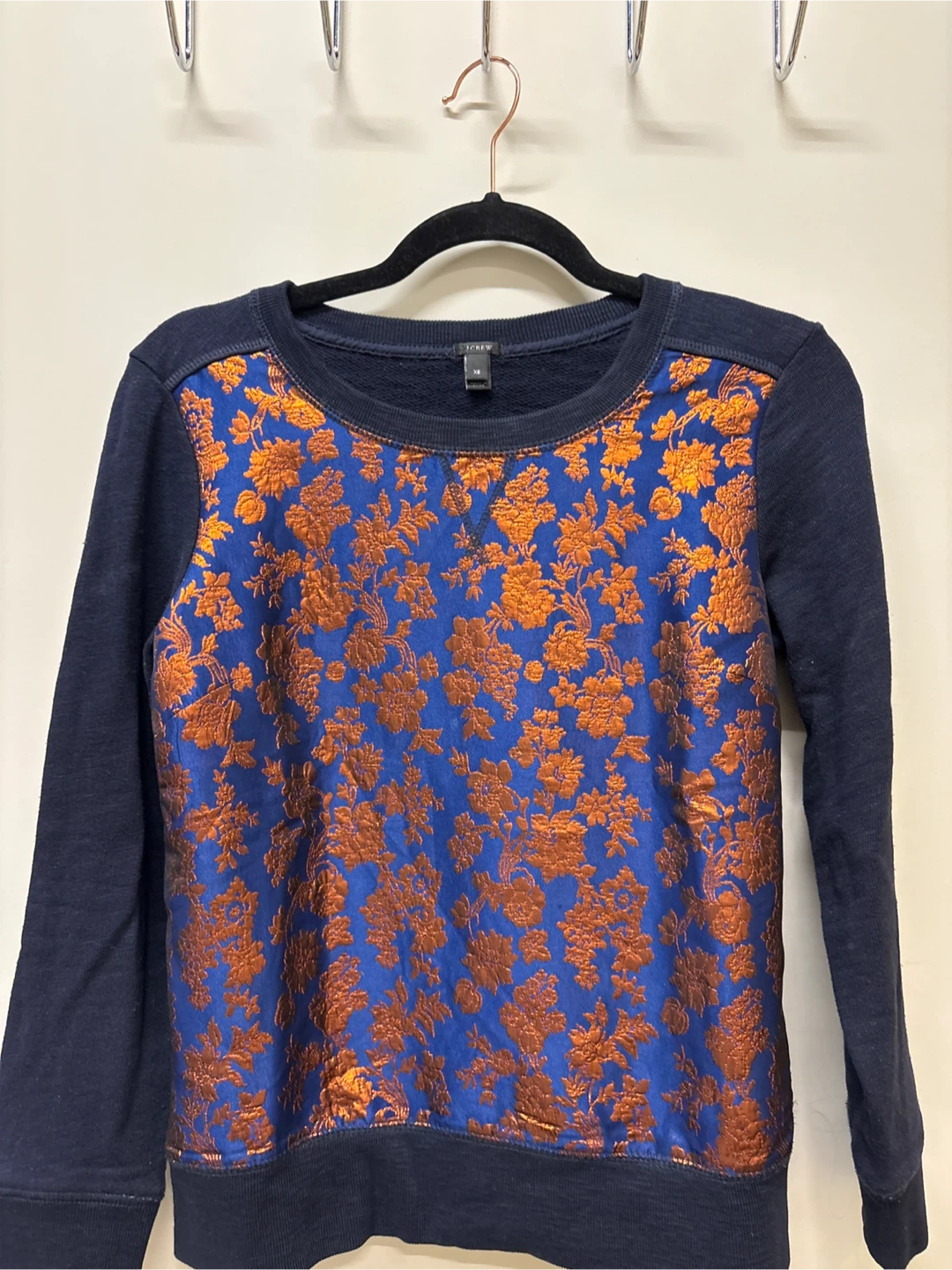 J.Crew XS Blue & Orange Floral Sweatshirt