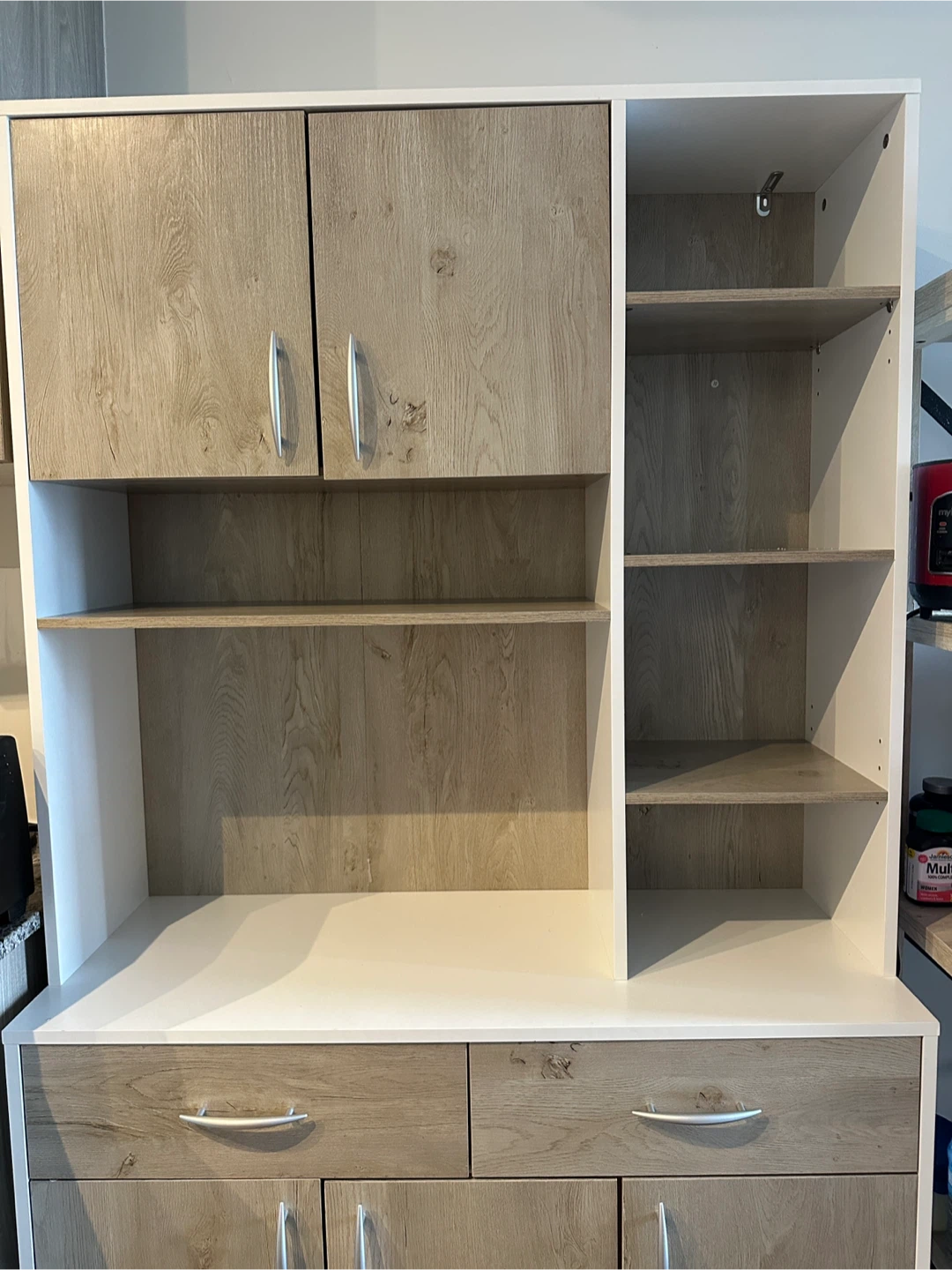 White & Wood Grain Hutch Cabinet - photo 3