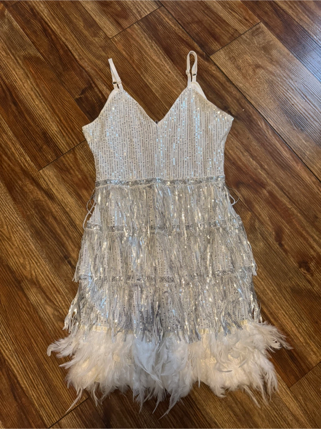 Shein White Sequin Flapper Dress - Size S (4)