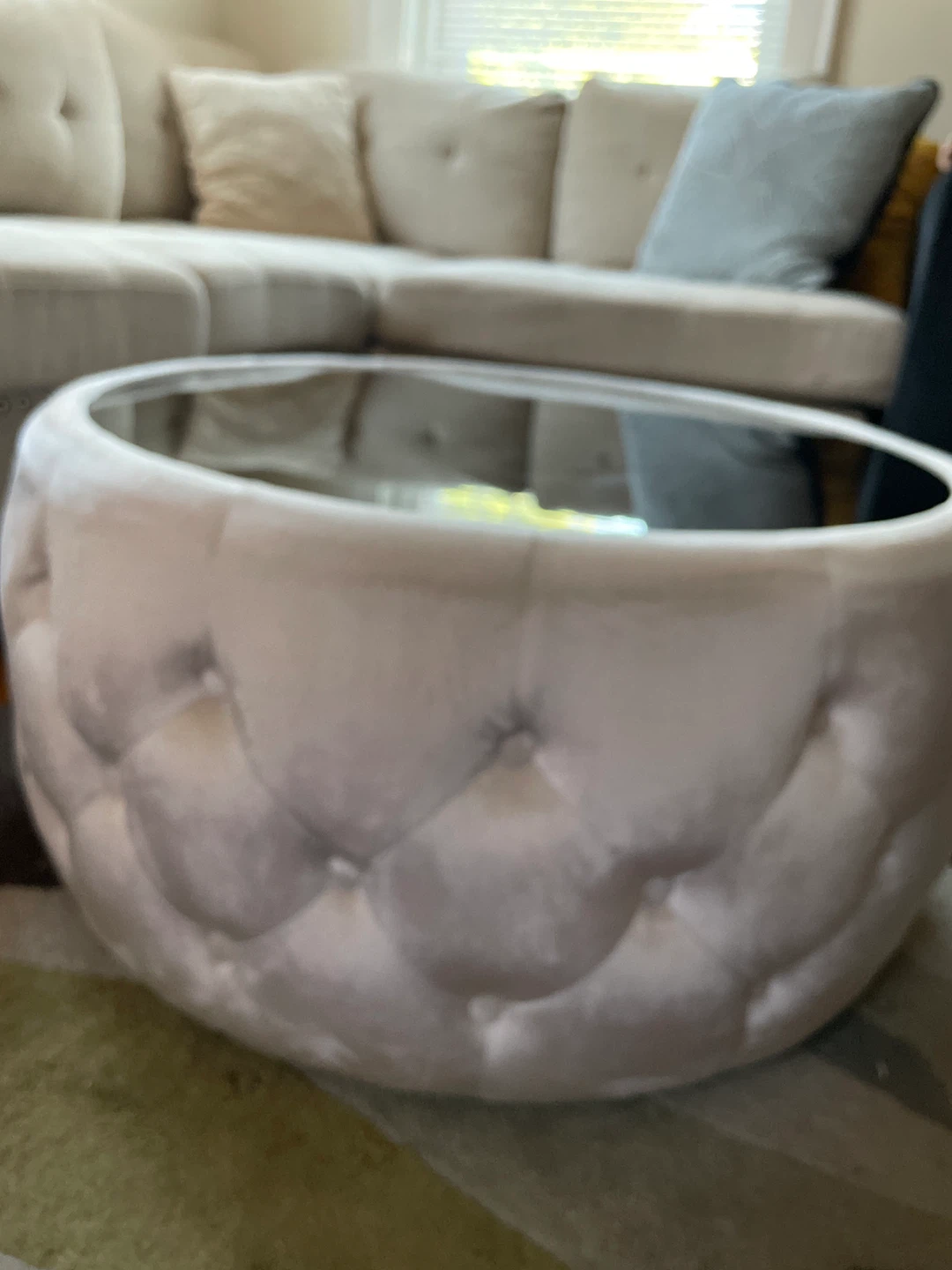 Round Tufted Coffee Table - photo 3