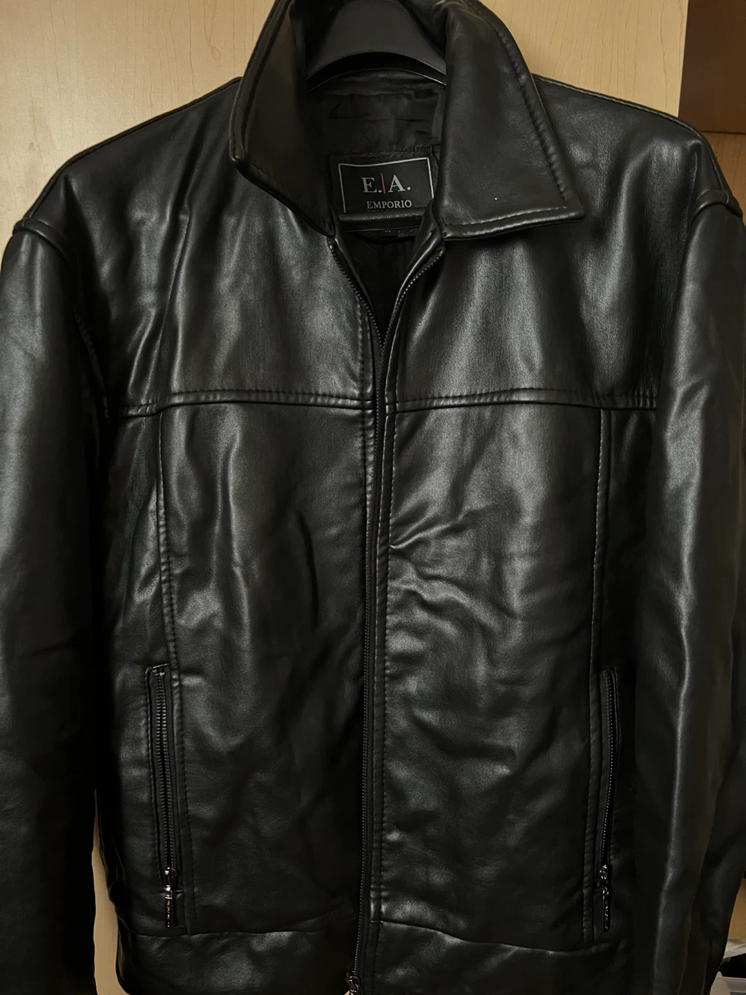 Emporio Collection Black Leather Jacket - Size M
