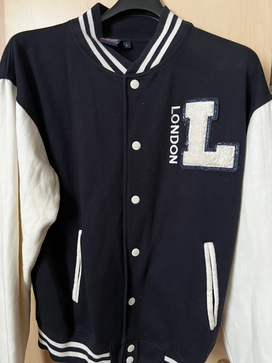 Varsity Jacket - Navy & White, Size L