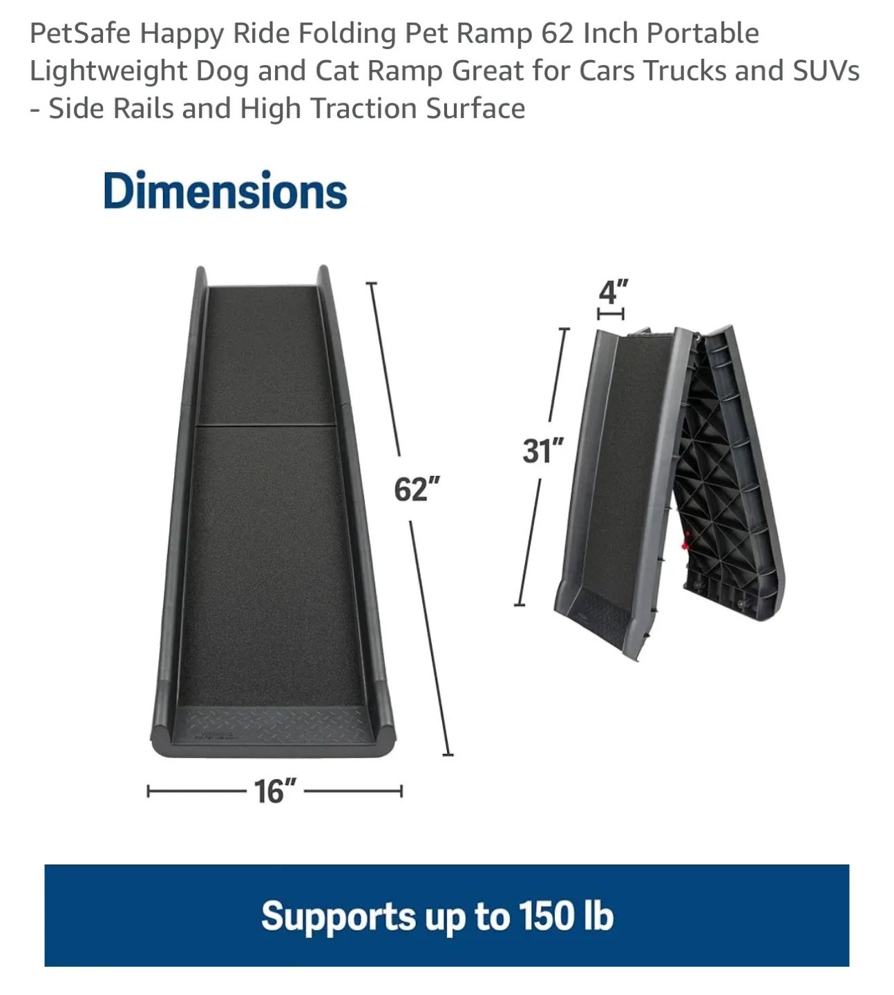 Heavy duty PetSafe Happy Ride Folding Pet Ramp - 62 Inch image indicator(4)