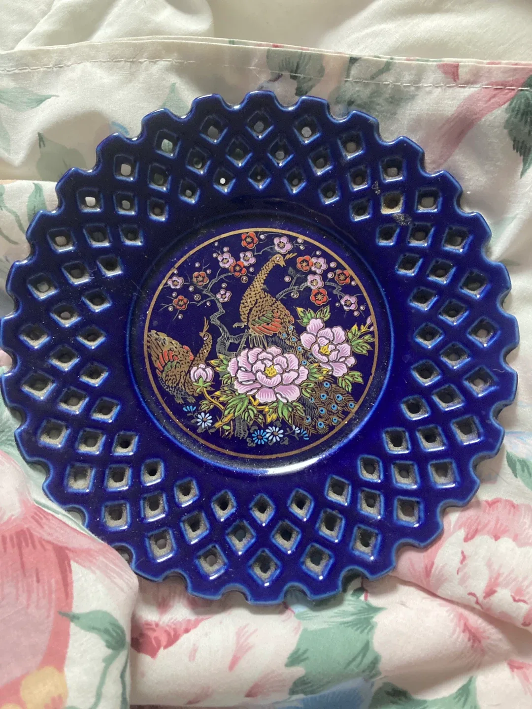 Vintage Decorative Plate - Blue with Floral Design image indicator(2)
