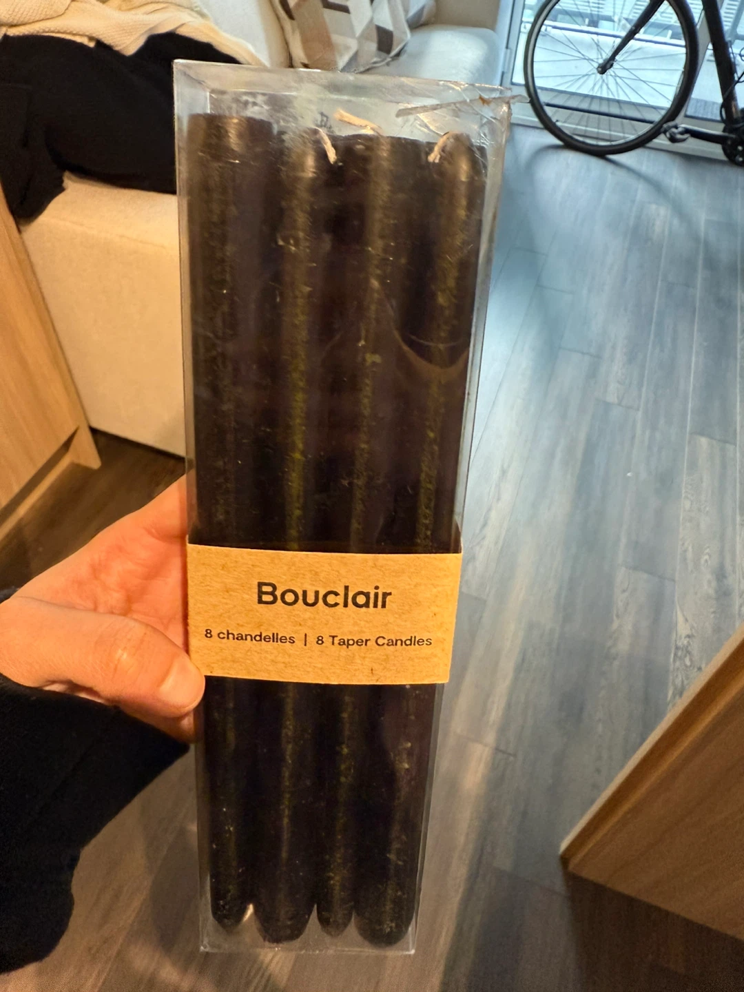 Black Taper Candles (Set of 8) & Candle Holder