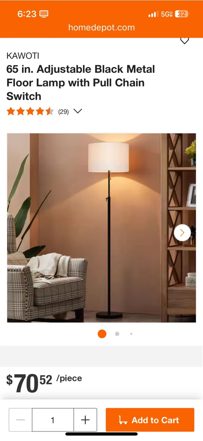 KAWOTI Adjustable Black Metal Floor Lamp image indicator(2)