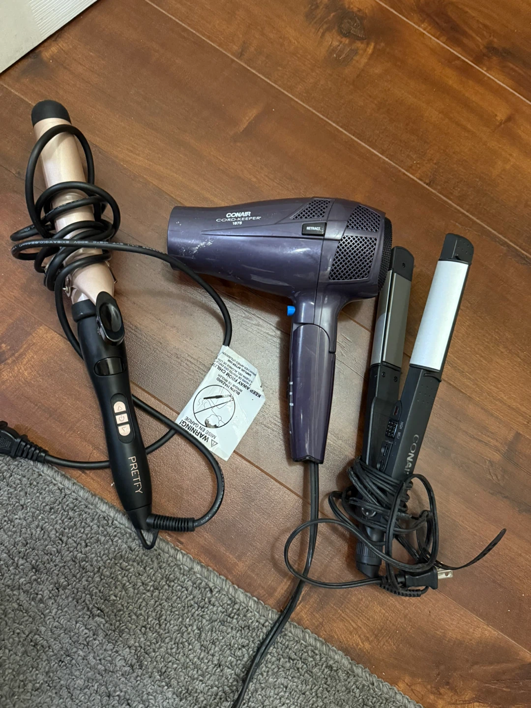 Hair Dryer + Curling Iron + Flat Iron Bundle (3 pcs)