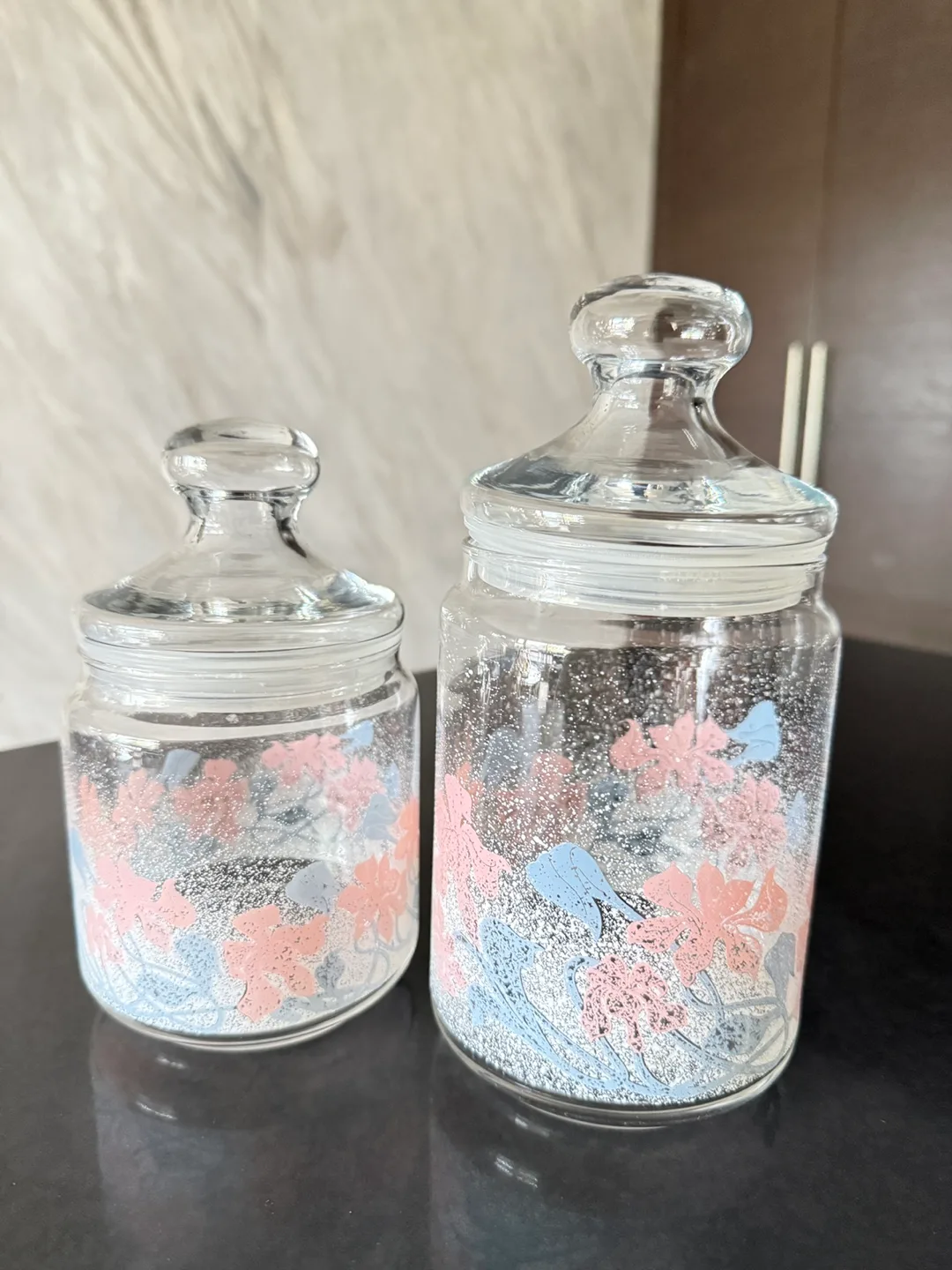 Floral Glass Jars - Set of 2 thumbnail