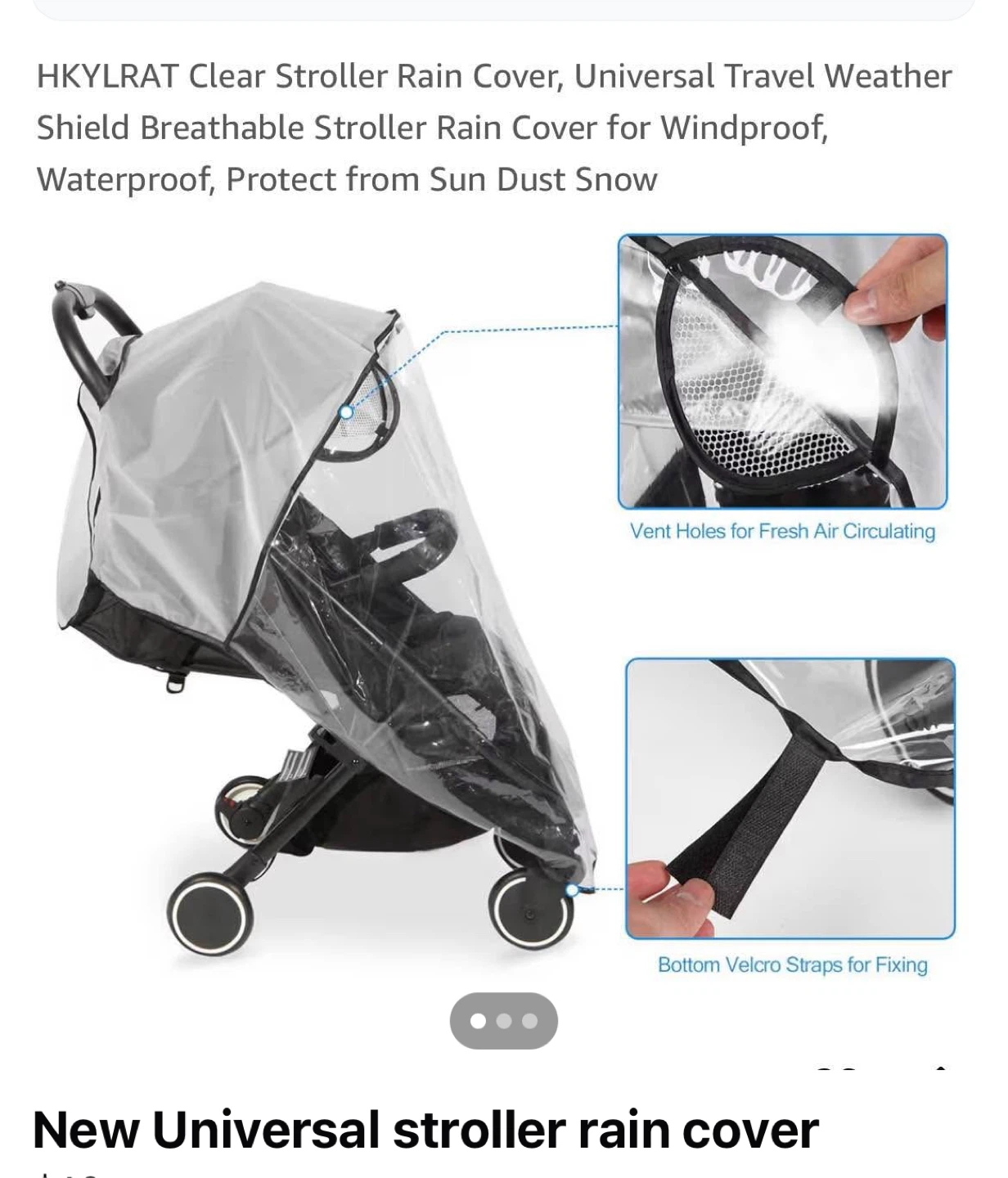 HKYLRAT Clear Stroller Rain Cover - Universal Fit
