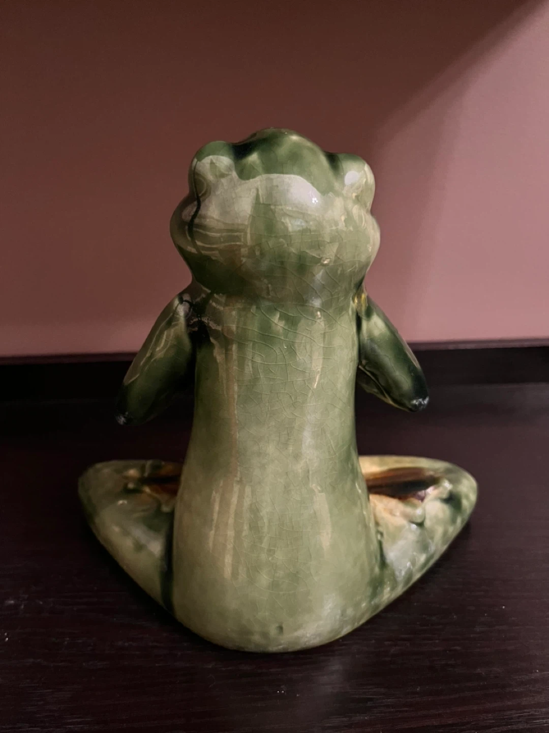 Yoga Meditation Frog Figurine - Green Ceramic - photo 2