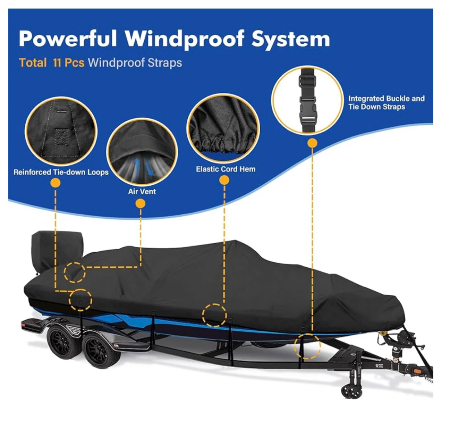 YimSting Boat Cover 17-19ft Black - photo 3