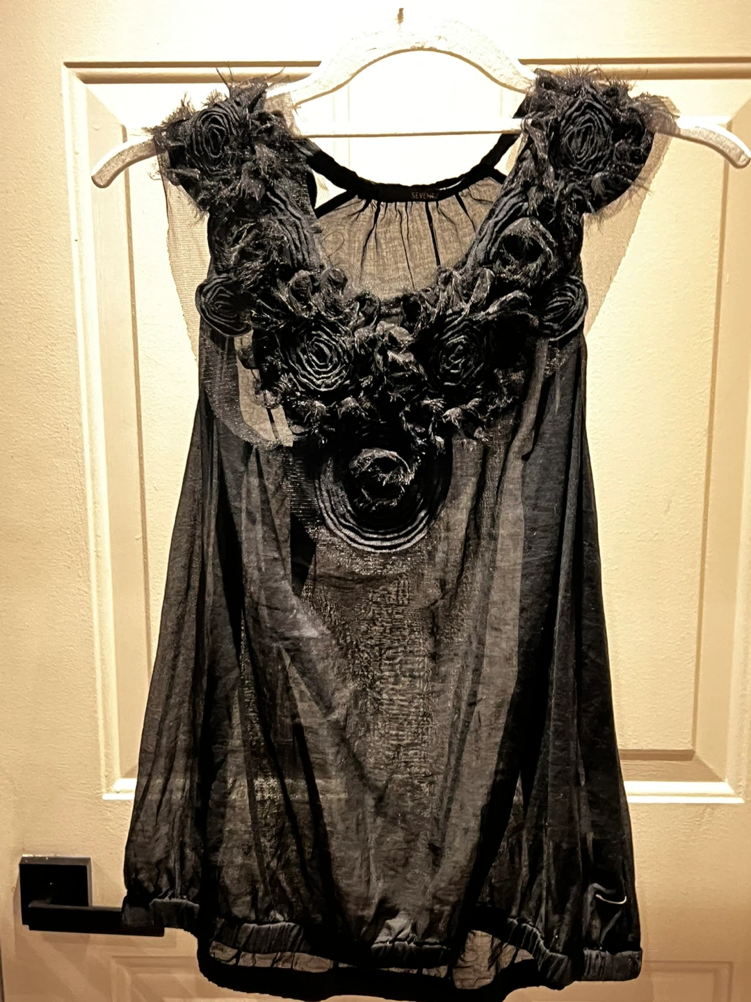 Seventy Black Floral Top - Made in Italy