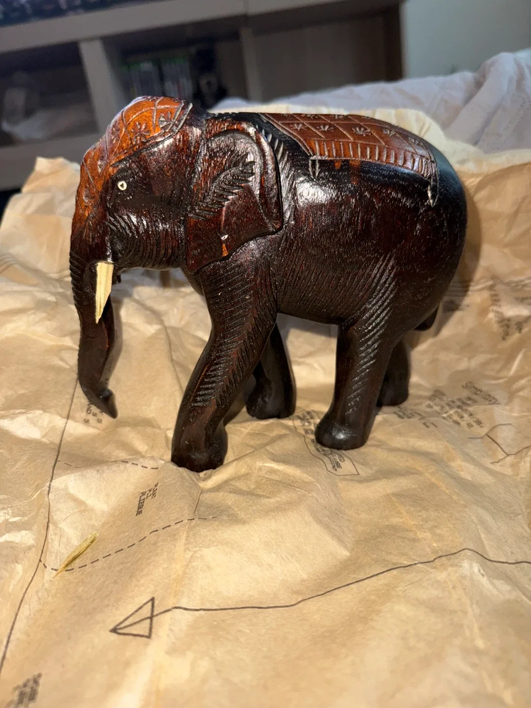 Wooden Carved Elephant Figurine image indicator(2)